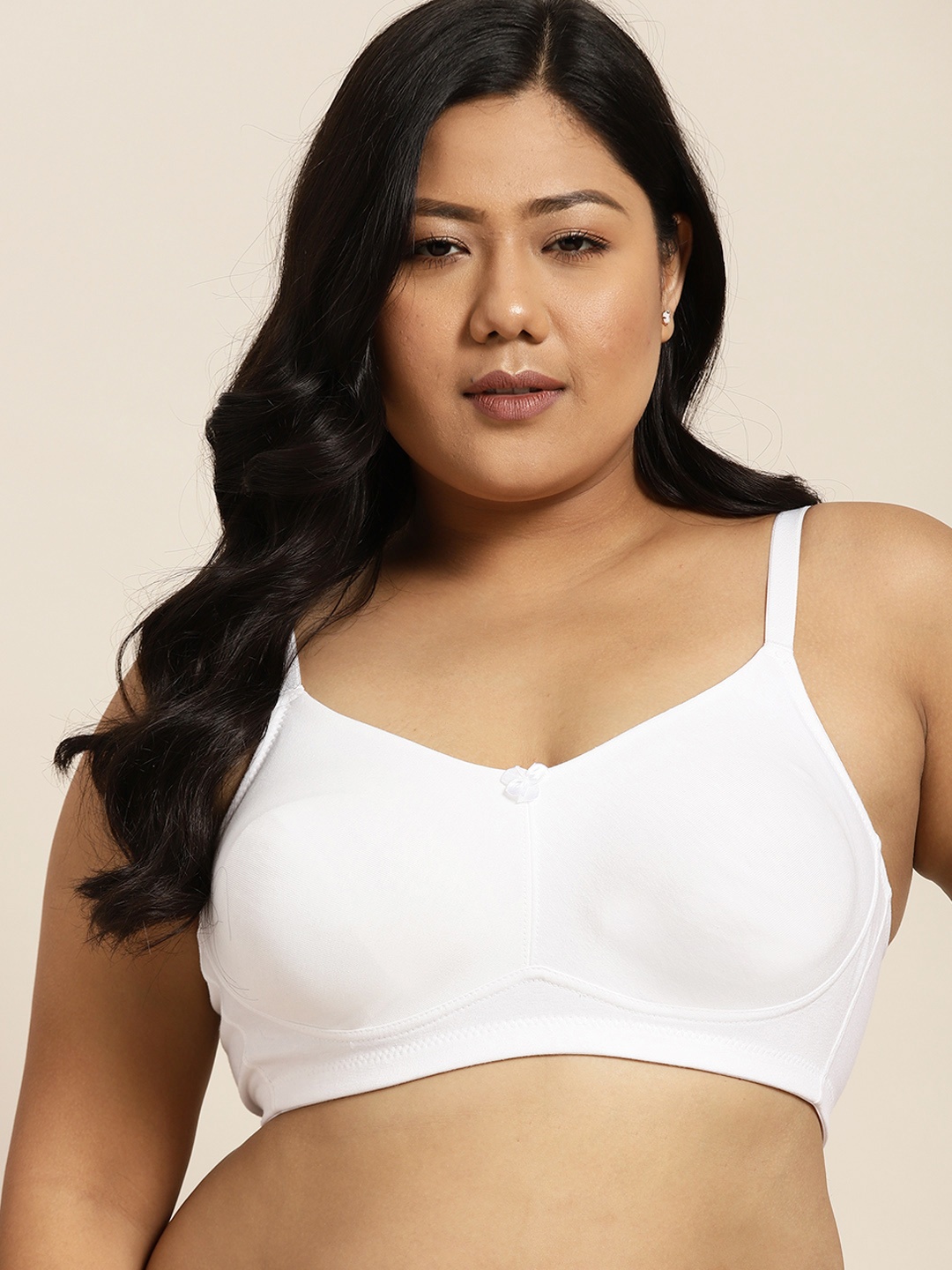 

Sztori Women Plus Size White Solid T-shirt Bra