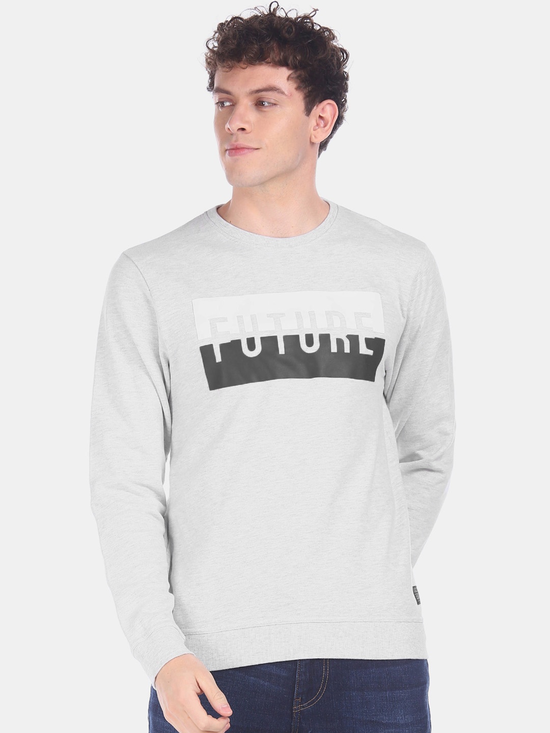 

Flying Machine Men Grey Printed Sweatshirt