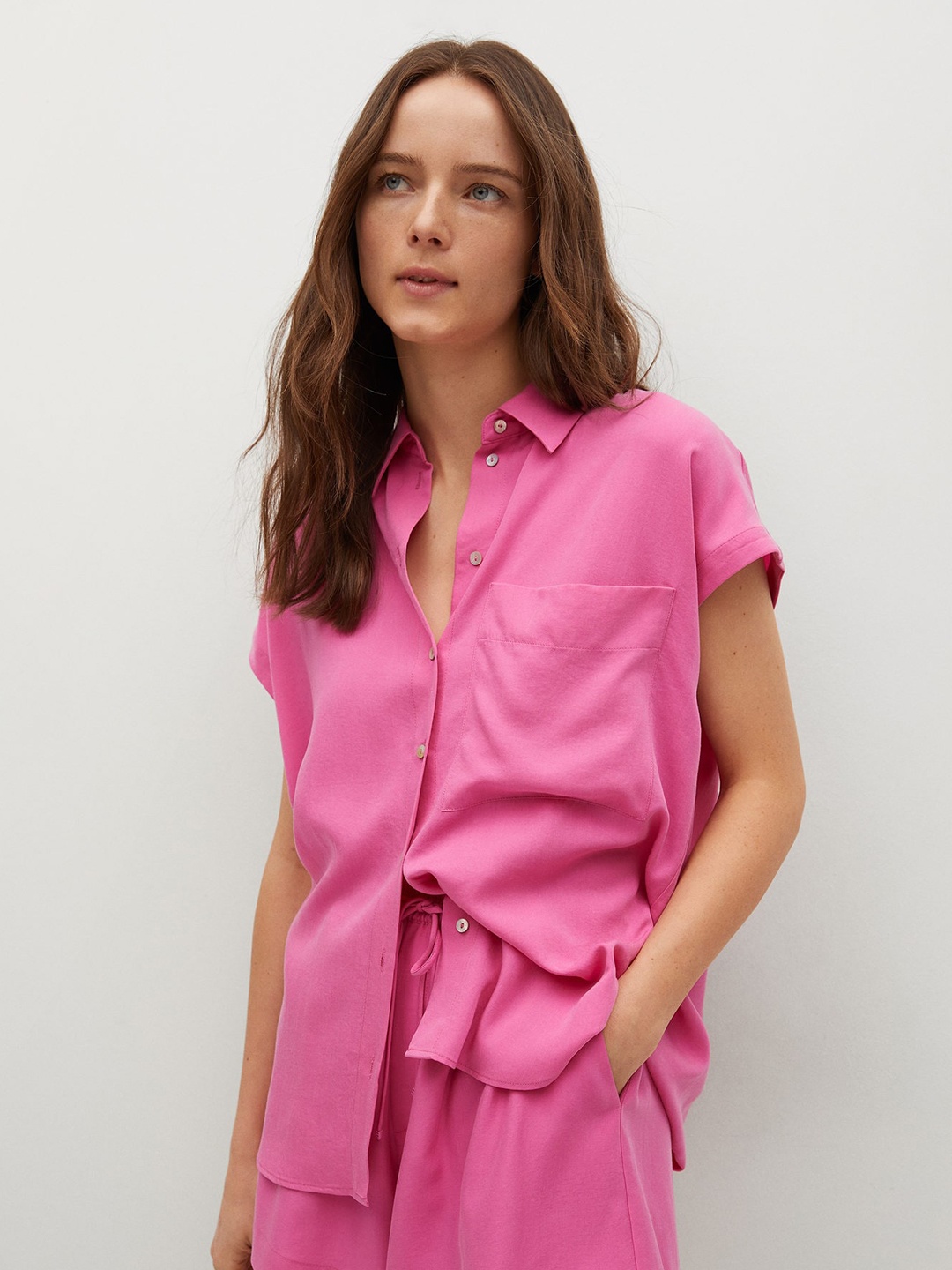 

MANGO Women Pink Sustainable Casual Shirt
