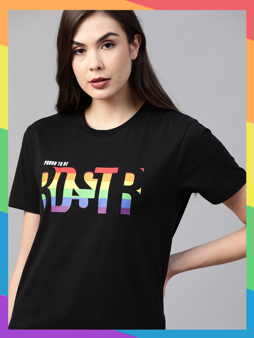 

Roadster Unisex Pride Black & Yellow Pure Cotton Printed T-shirt