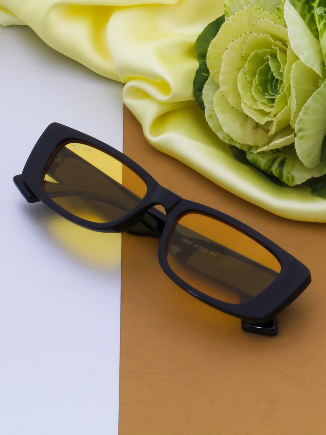 

Ted Smith Yellow Lens & Black Rectangle Sunglasses with UV Protected Lens