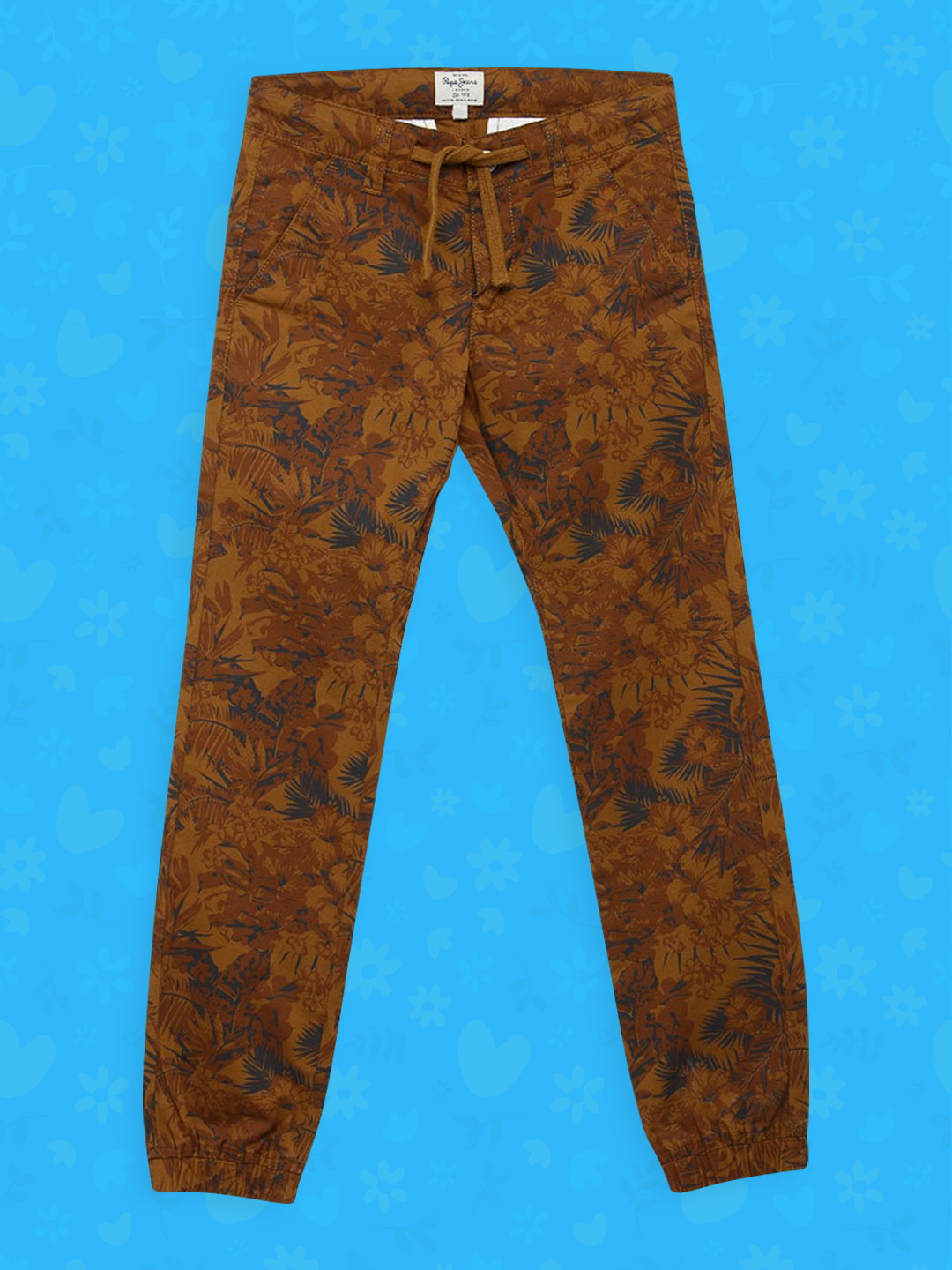 

Pepe Jeans Boys Brown & Green Printed Regular Fit Joggers