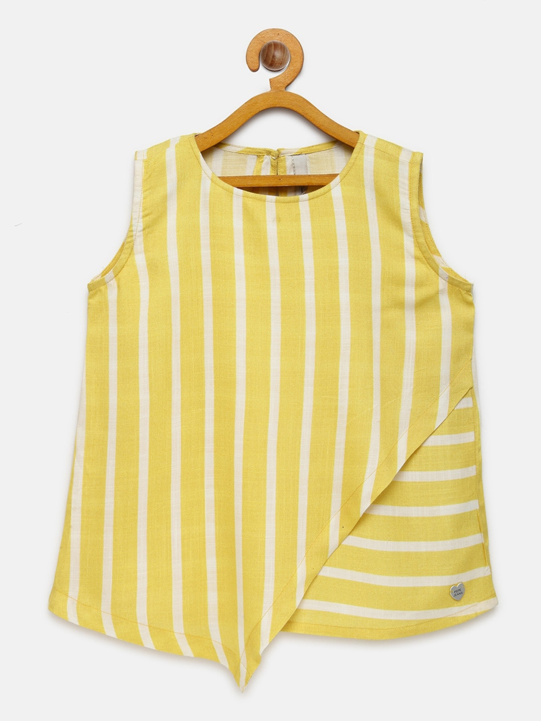 

Pepe Jeans Yellow & White Striped Wrap Top