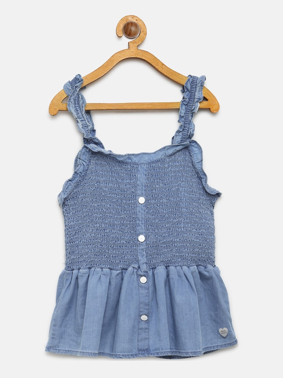 

Pepe Jeans Blue Smocked Chambray A-Line Top