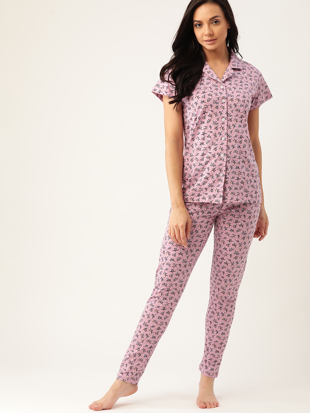 

ETC Women Lavender & Black Printed Night suit