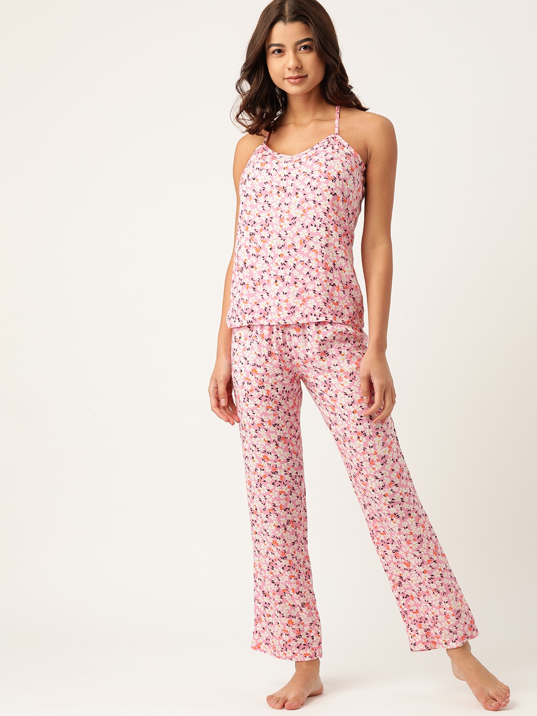 

ETC Women Pink & White Printed Night suit