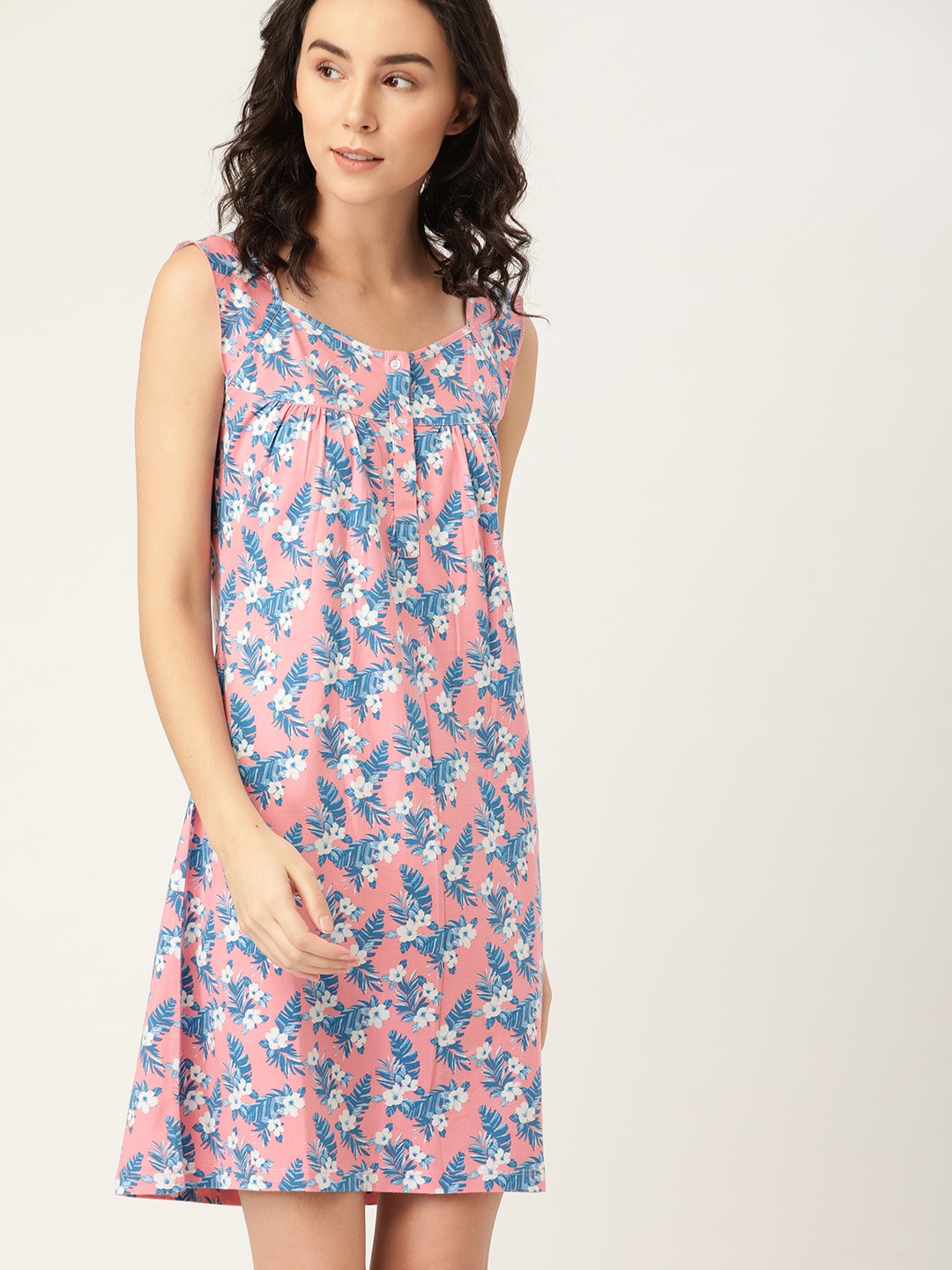 

ETC Pink & Blue Printed Cotton Nightdress