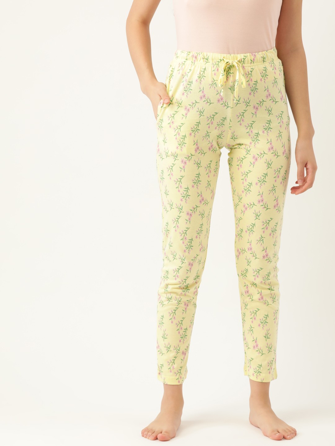 

ETC Women Yellow & Pink Floral Print Lounge Pants