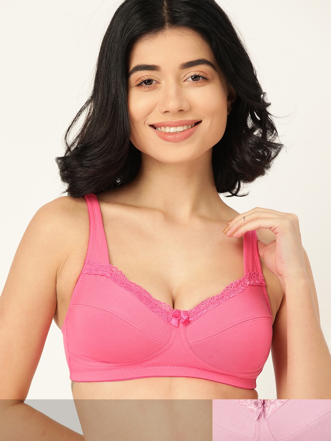 

DressBerry Women Pack of 2 Everyday Non-Padded Bras, Pink