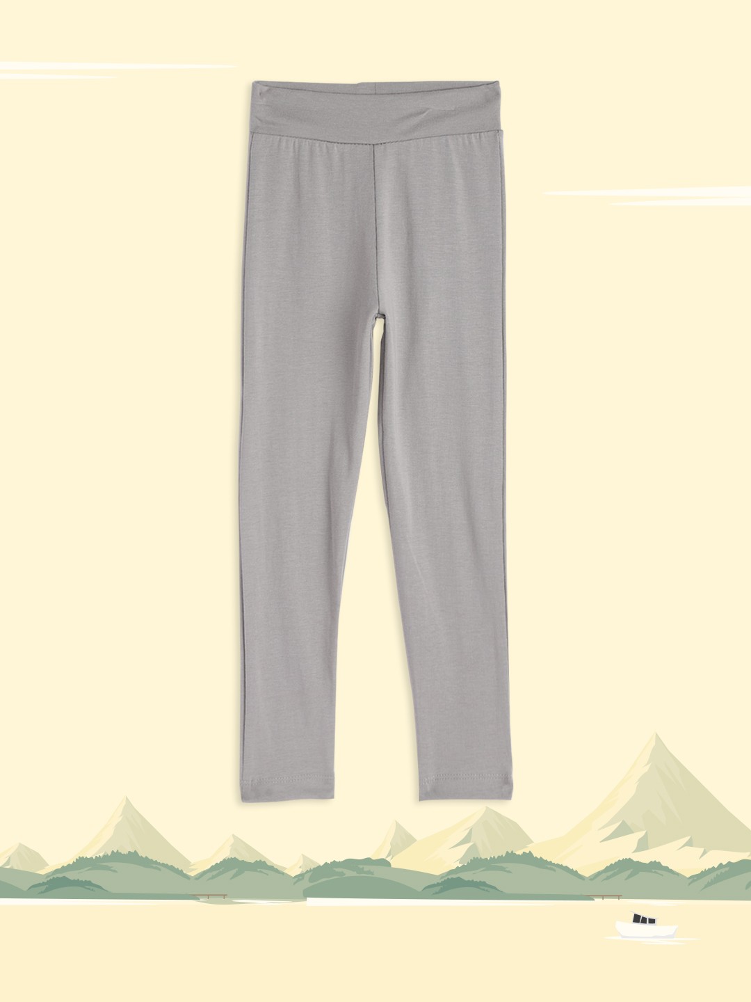 

HERE&NOW Girls Grey Solid Pure Cotton Ankle Length Leggings