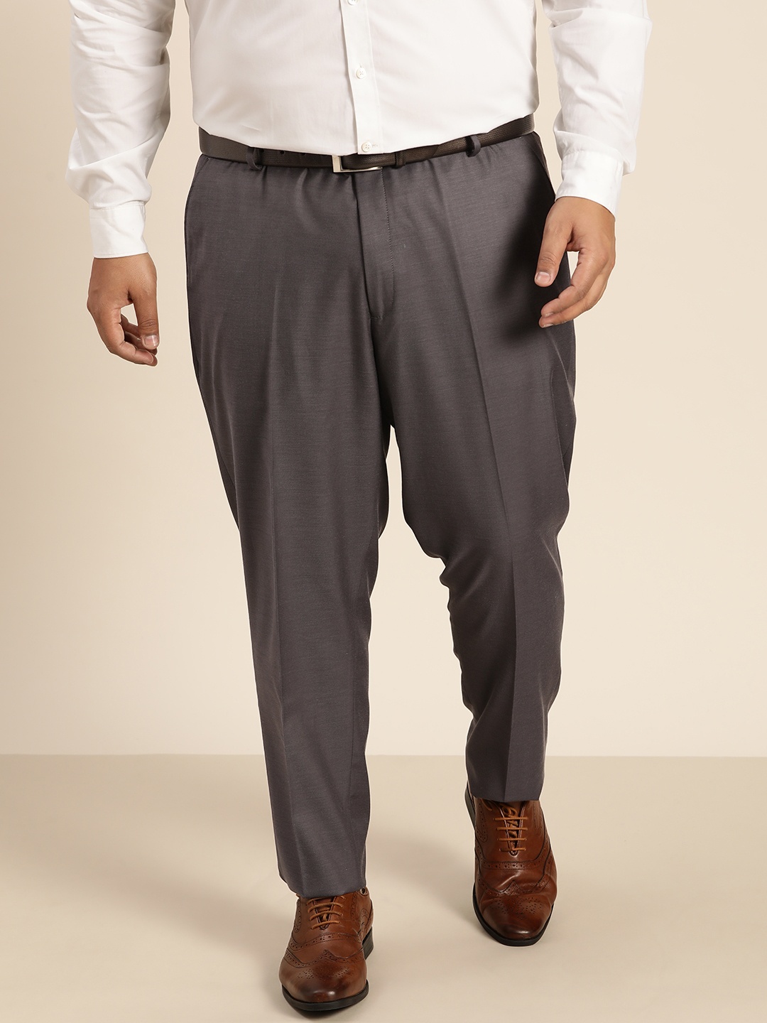 

Sztori Men Plus Size Grey Trousers