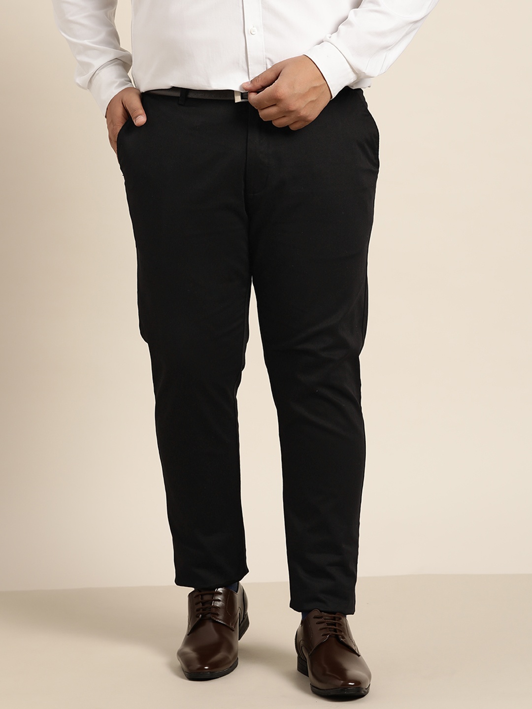 

Sztori Men Plus Size Black Formal Trousers