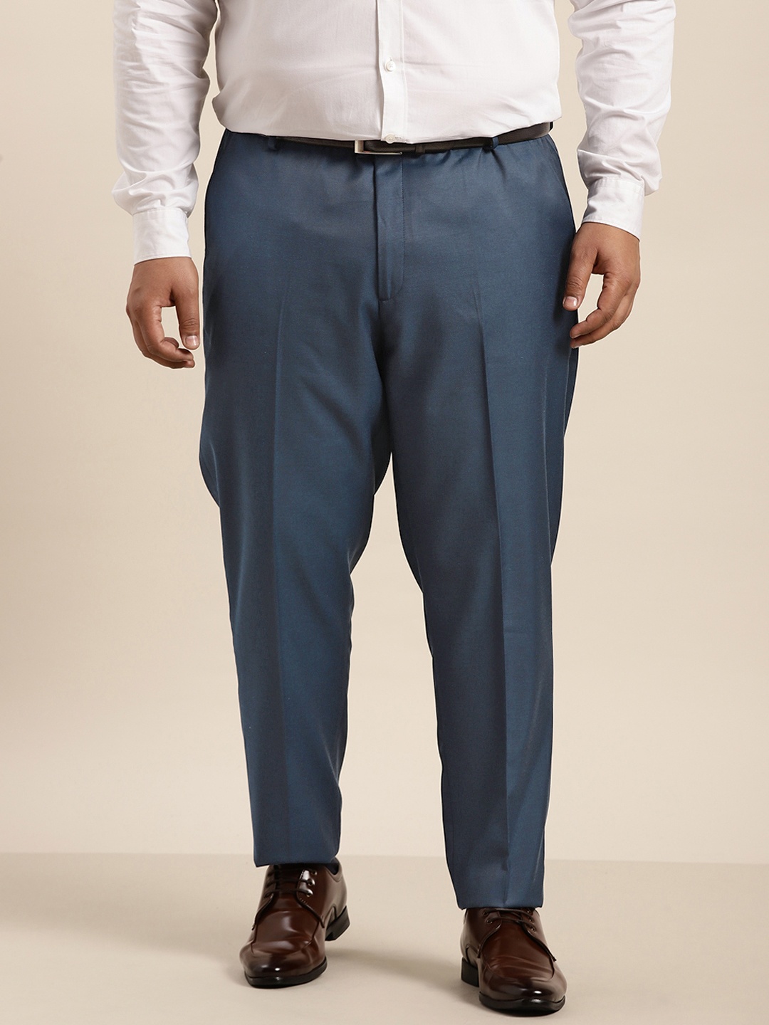 

Sztori Men Plus Size Teal Blue Trousers