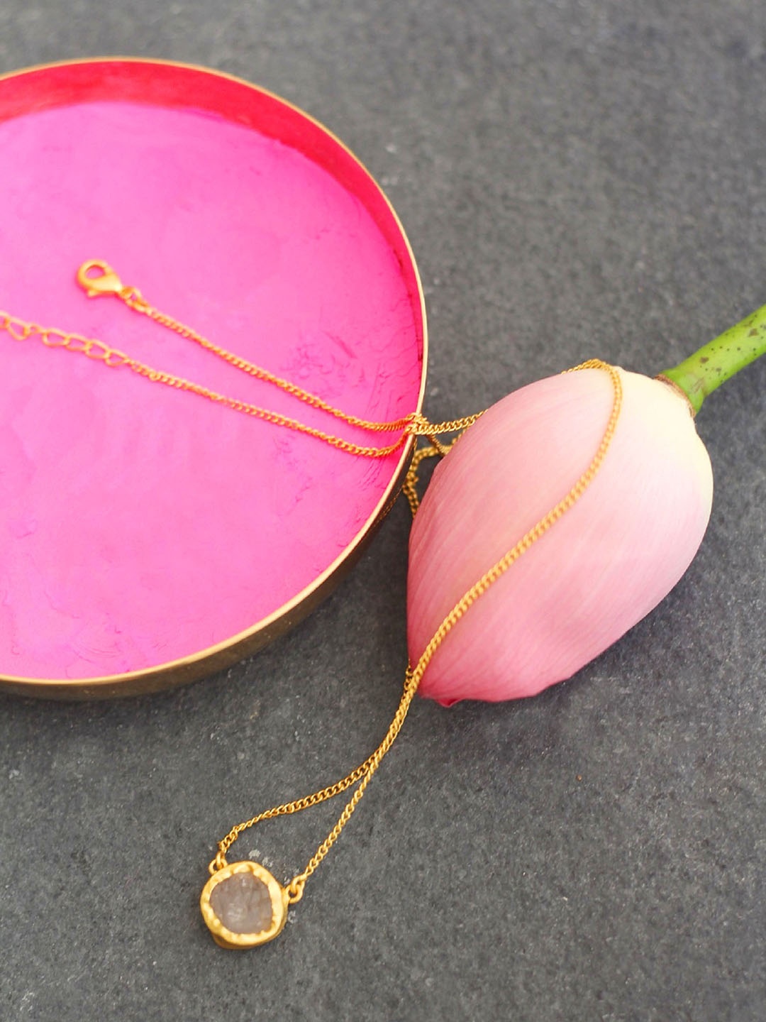 

Amaltaas Gold-Toned & Pink Brass Gold-Plated Handcrafted Necklace