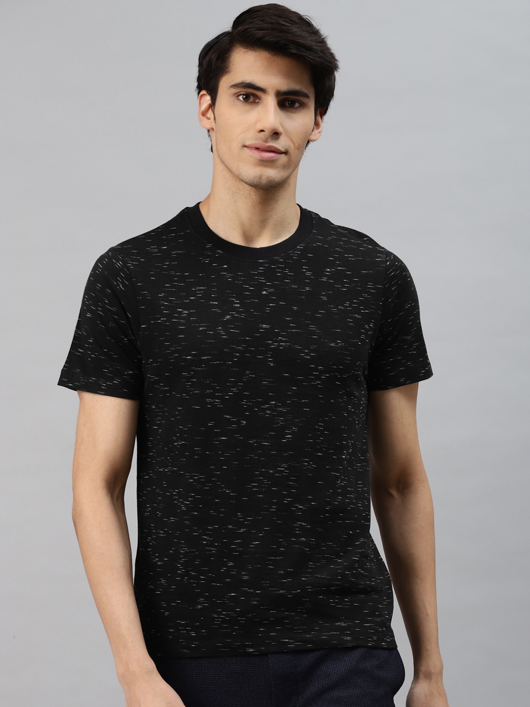 

Mast Harbour Men Black Pure Cotton Handcrafted Pure Cotton T-shirt With Melange Effect