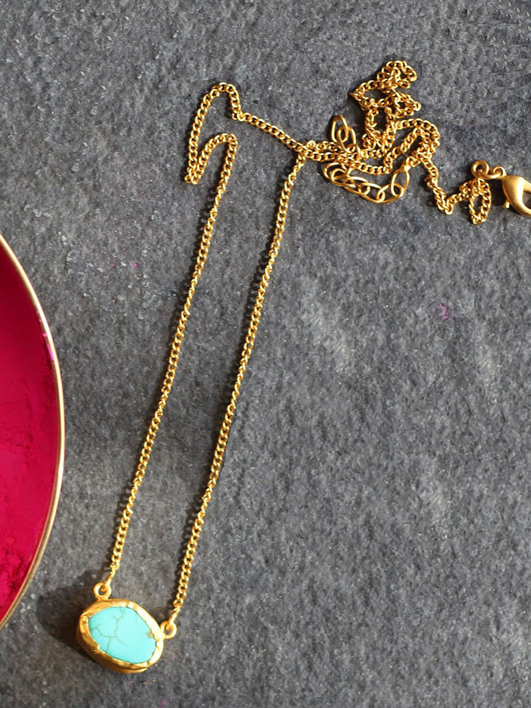 

Amaltaas Gold-Toned & Turquoise Blue Brass Gold-Plated Handcrafted Necklace
