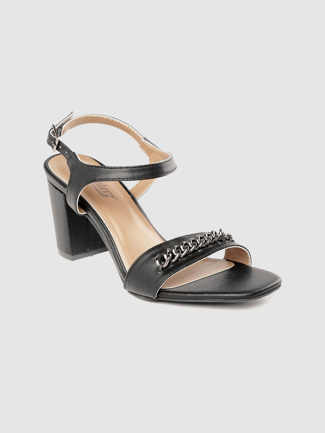 

Roadster Women Black Chain Link Embellished Block Heels