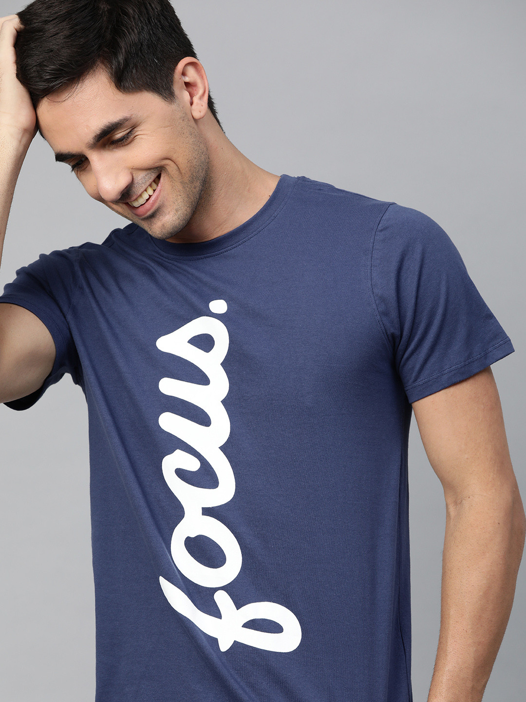 

Mast & Harbour Men Navy Blue Typography Printed T-shirt