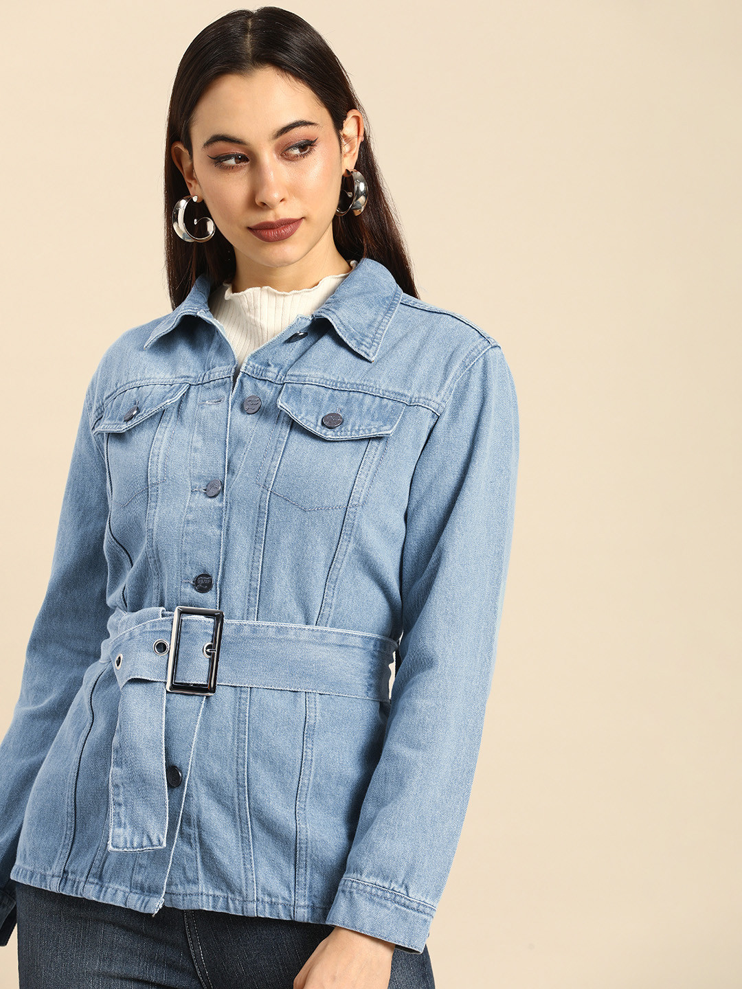 

all about you Women Blue Washed Denim Jacket