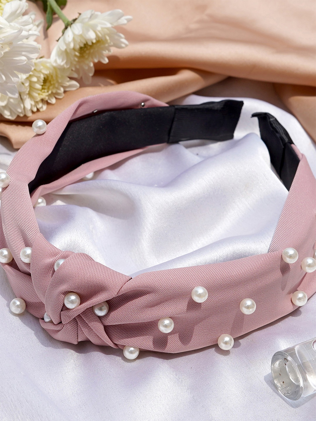 

JOKER & WITCH Women Pink Pearl Beaded Knot Headband