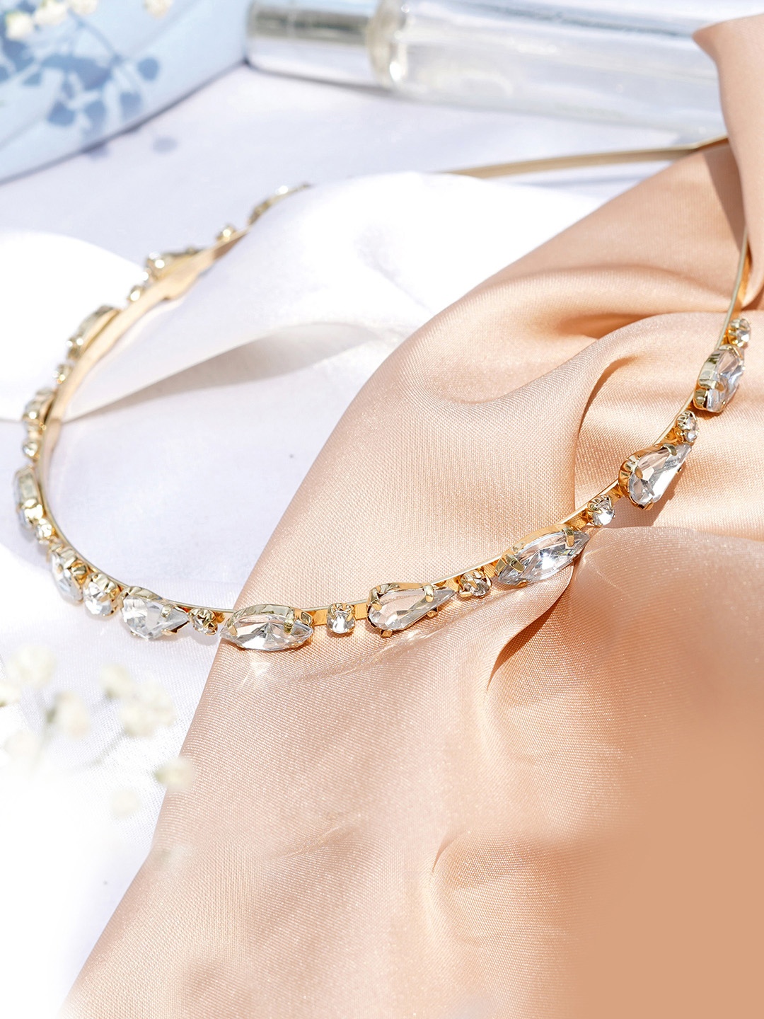 

JOKER & WITCH Women White & Gold-Toned Tiara Crystal Headband
