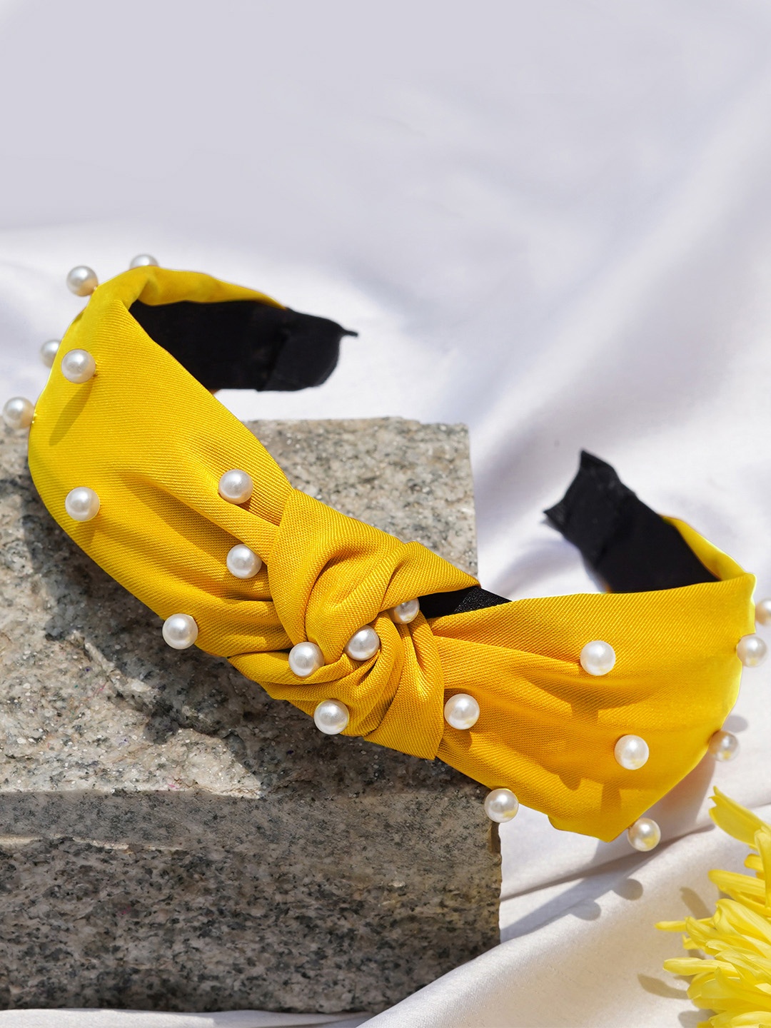 

JOKER & WITCH Women Yellow & White Embellished Hairband