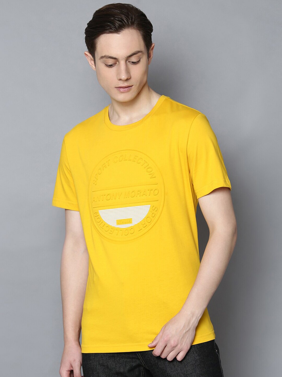 

Antony Morato Men Yellow Printed Slim Fit T-shirt