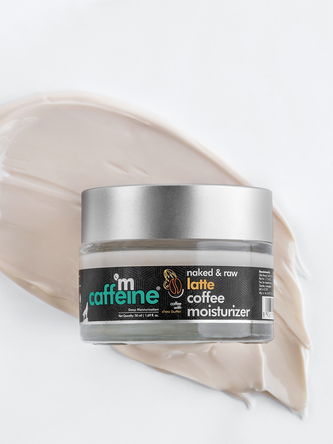 

MCaffeine Sustainable Naked & Raw Latte Coffee Face Moisturizer -50 ml, Black