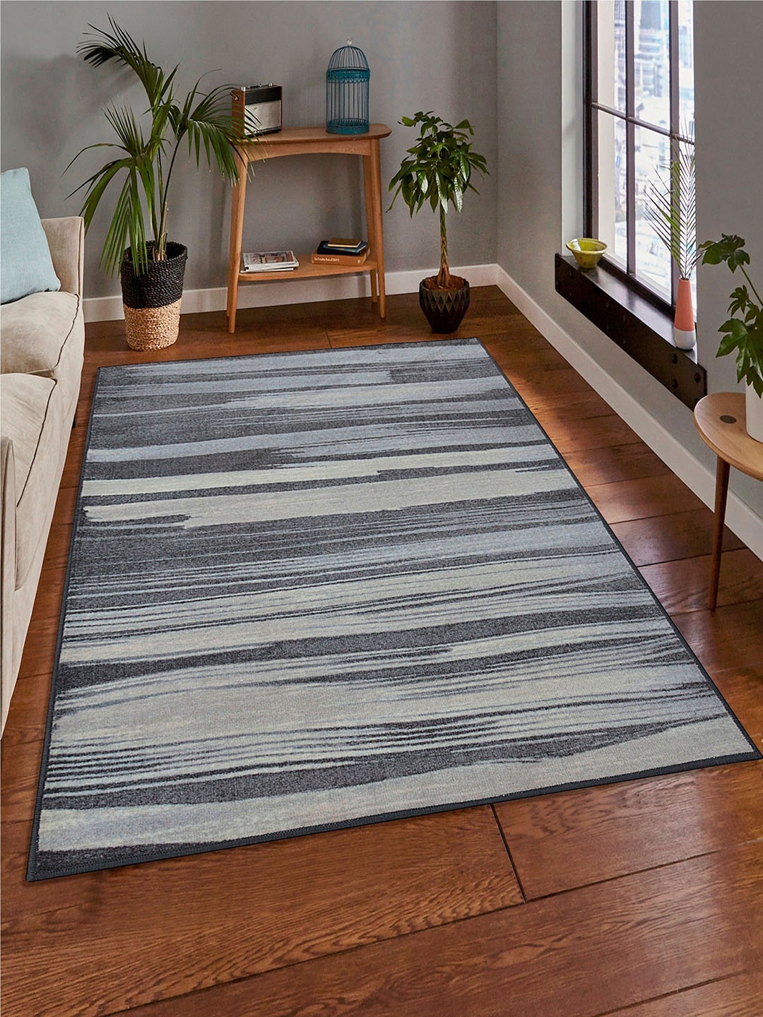 

RUGSMITH Grey & Black Striped Area Rug