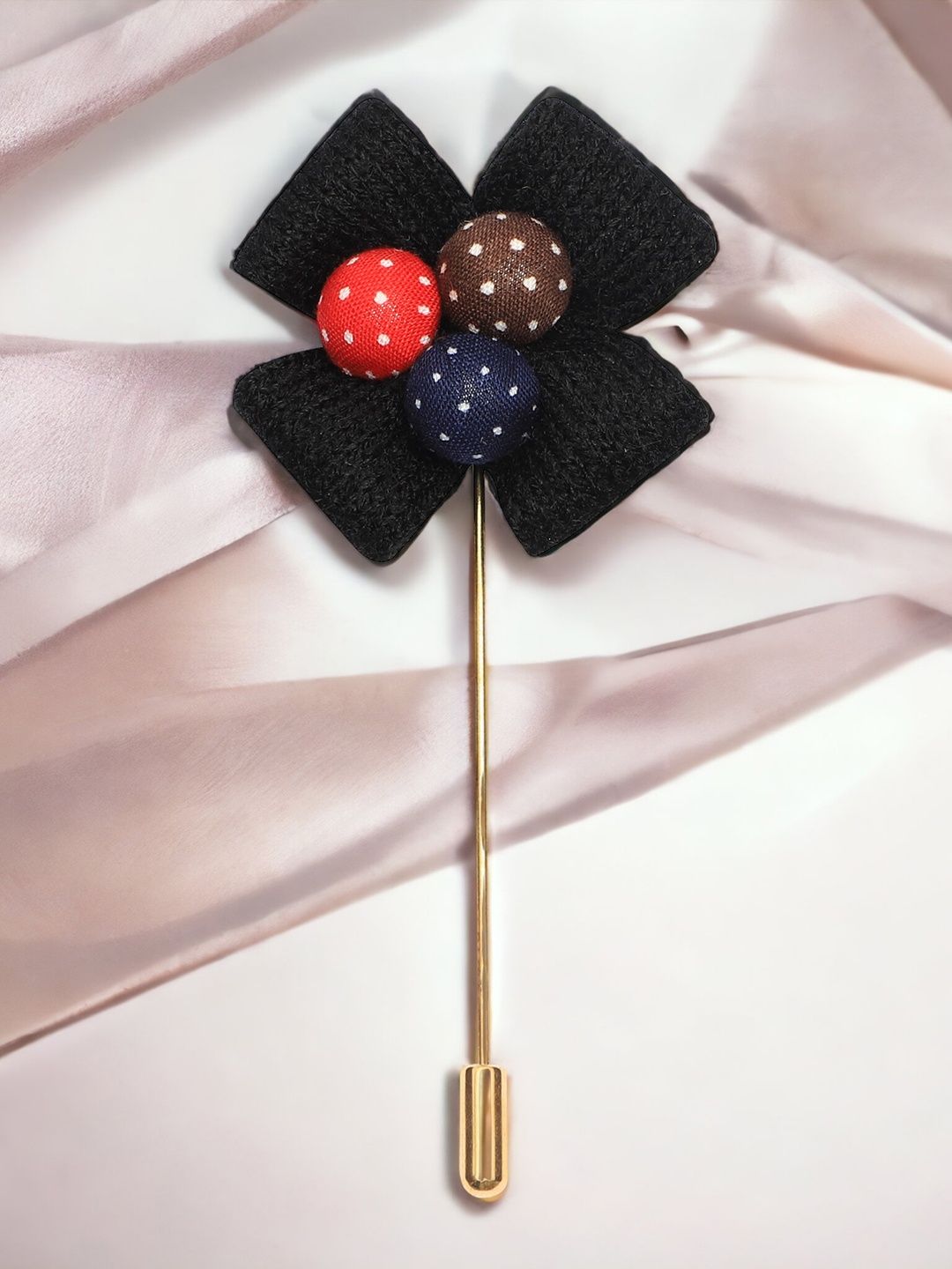 

PELUCHE Unisex Black & Gold Floral Lapel Pin