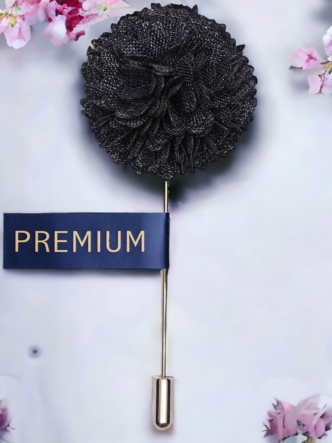 

PELUCHE Unisex Black & Gold Floral Lapel Pin