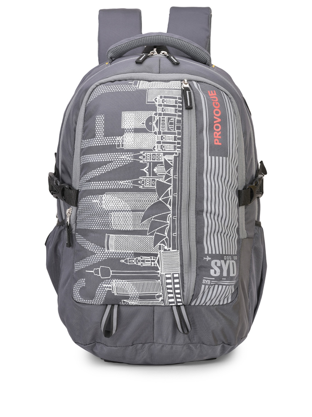 

Provogue Unisex Grey & Black Reflective Strip Backpack with Rain Cover