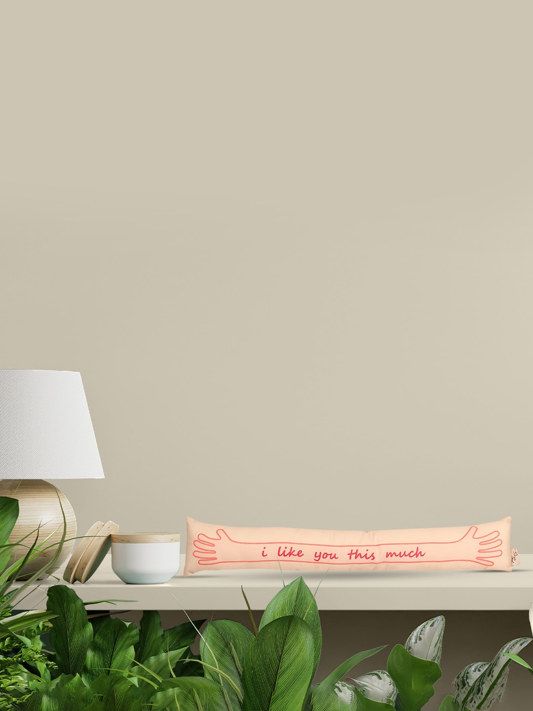

Sivya by Home White & Pink Printed "I Love You" Shape Cushion