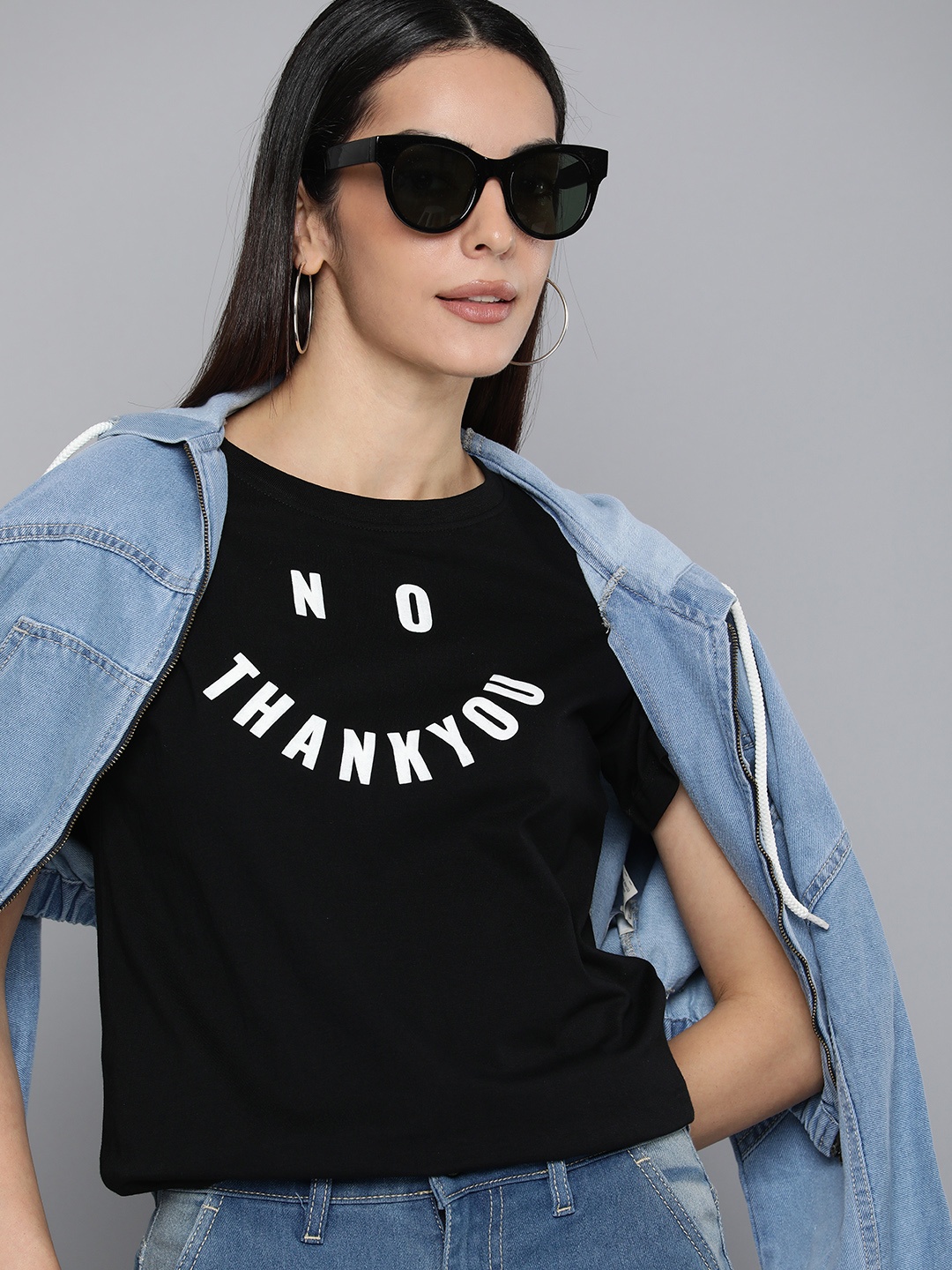 

Flying Machine Pure Cotton Typography Printed Casual T-shirt, Black