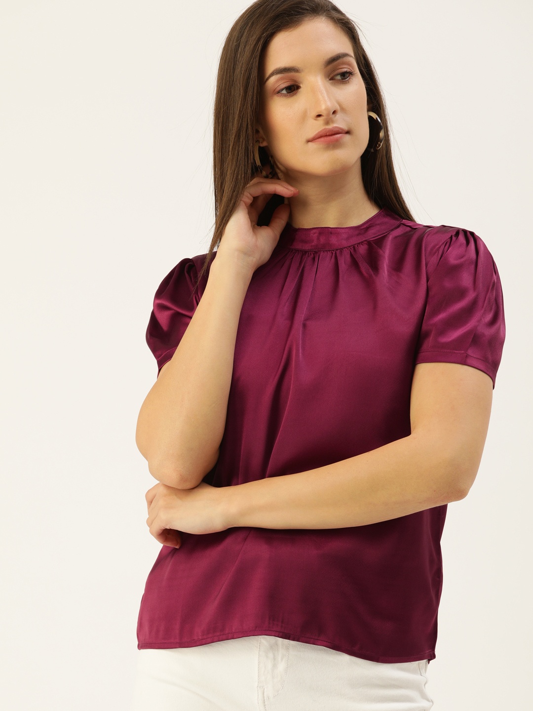 

Flying Machine Burgundy Gathered Detail High Neck Top
