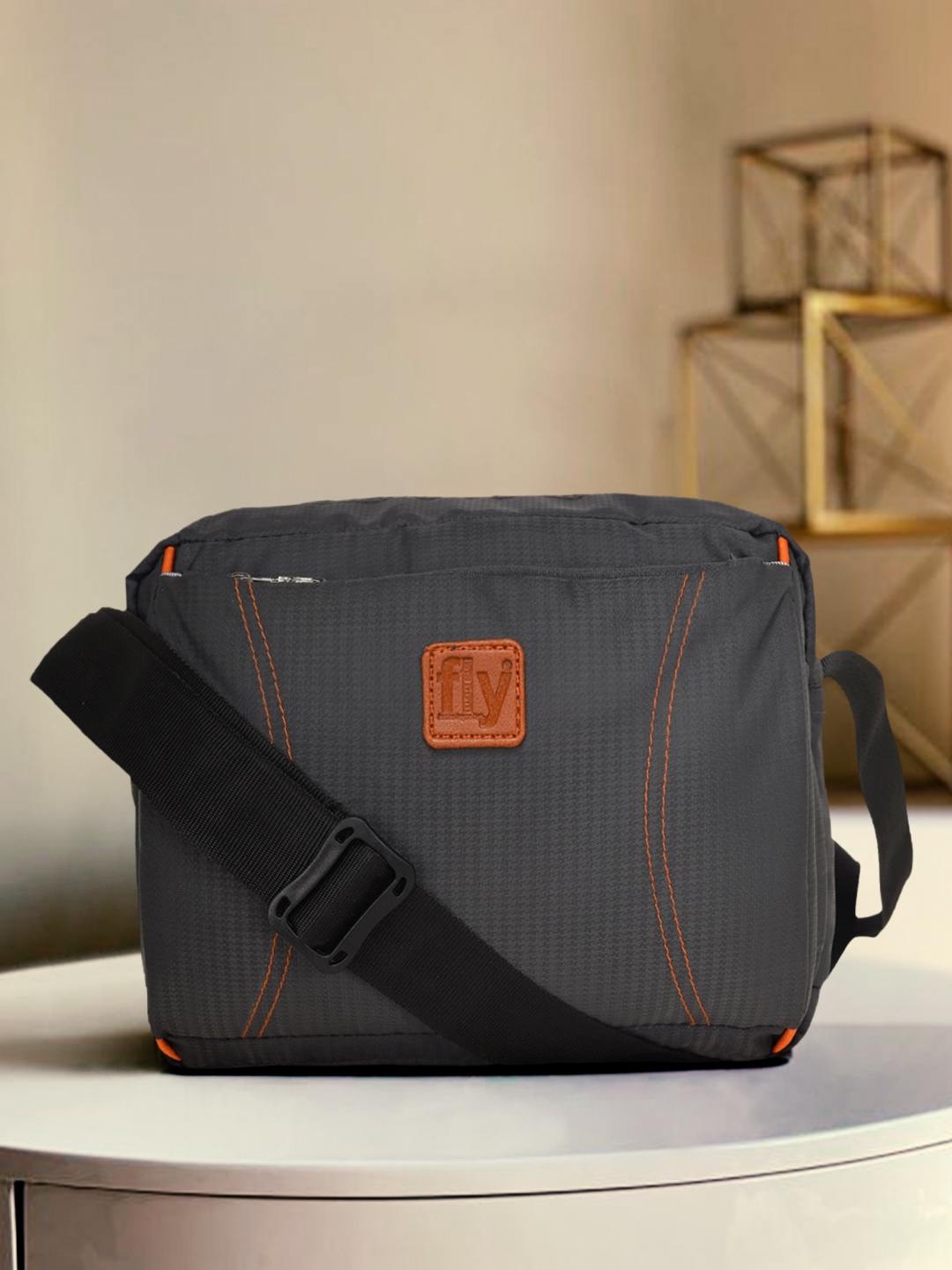 

Fly Fashion Unisex Charcoal Grey Self Design Travel Sling Bag
