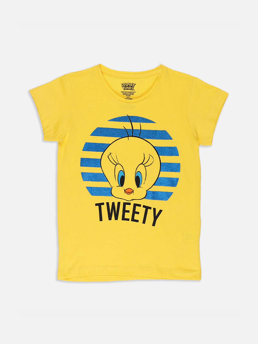 

Kids Ville Looney Tunes Girls Yellow & Blue Print Cotton T-shirt