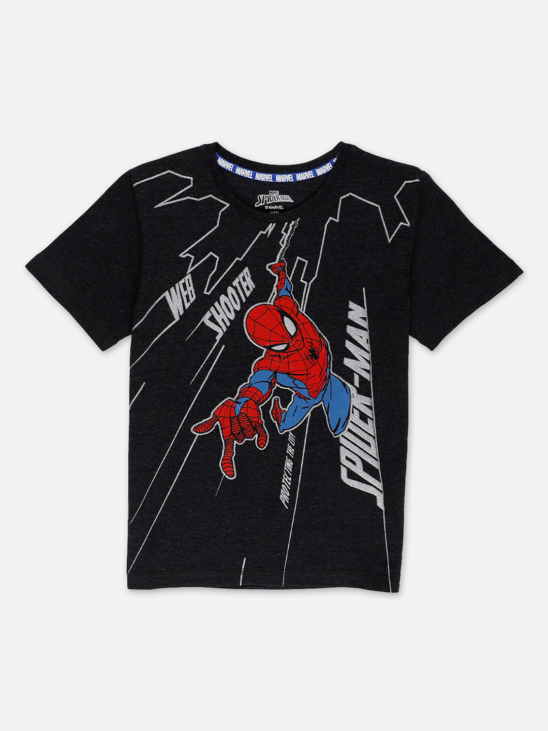 

Kids Ville Boys Black & Red Spiderman Print Round Neck Cotton T-shirt