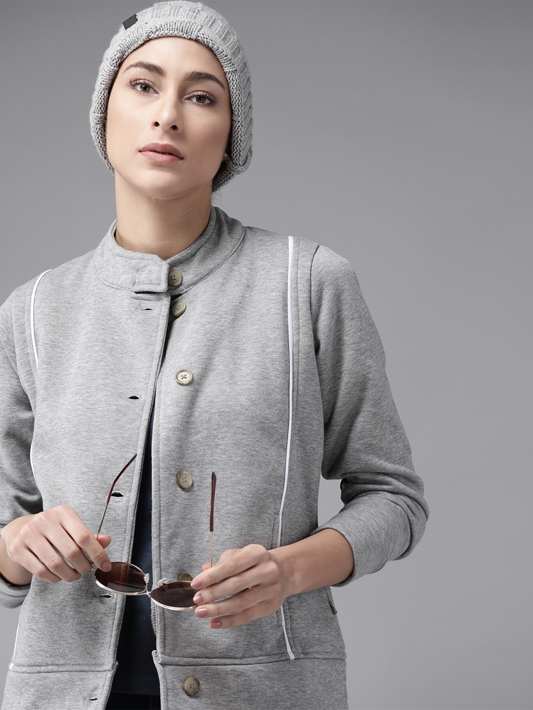 

Roadster Women Grey Melange Tailored Jacket
