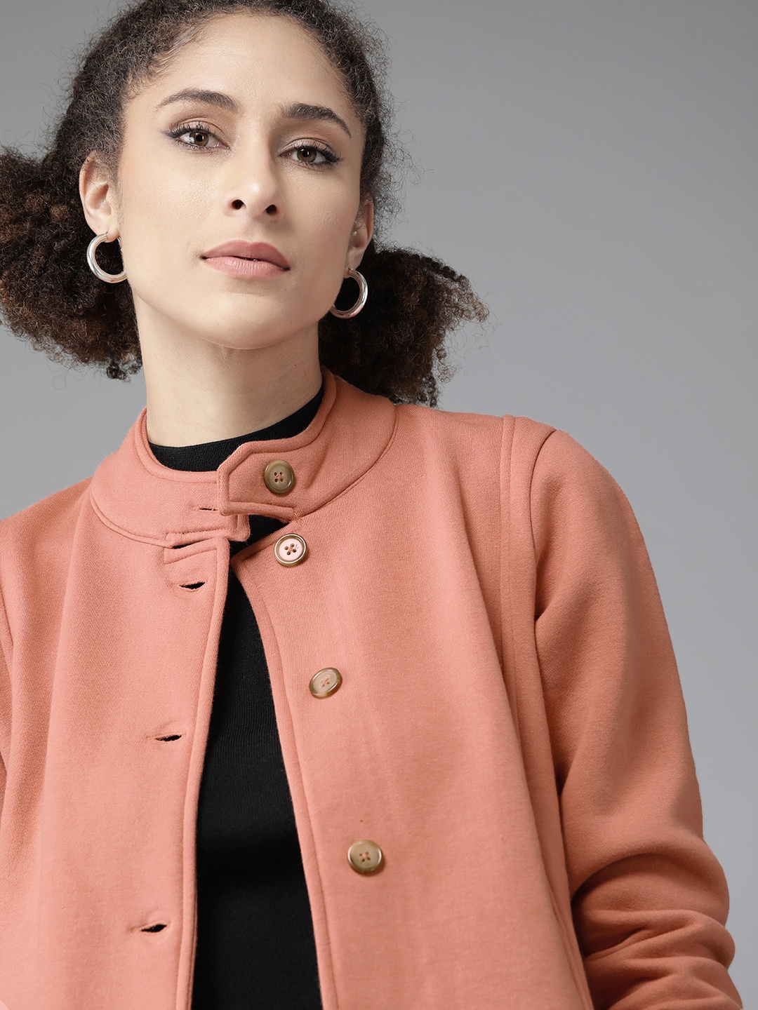 

Roadster Women Pink Solid Tailored Jacket