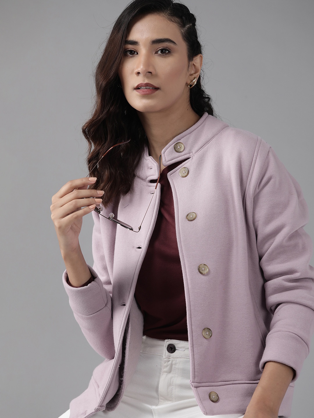 

Roadster Women Lavender Solid Tailored Jacket