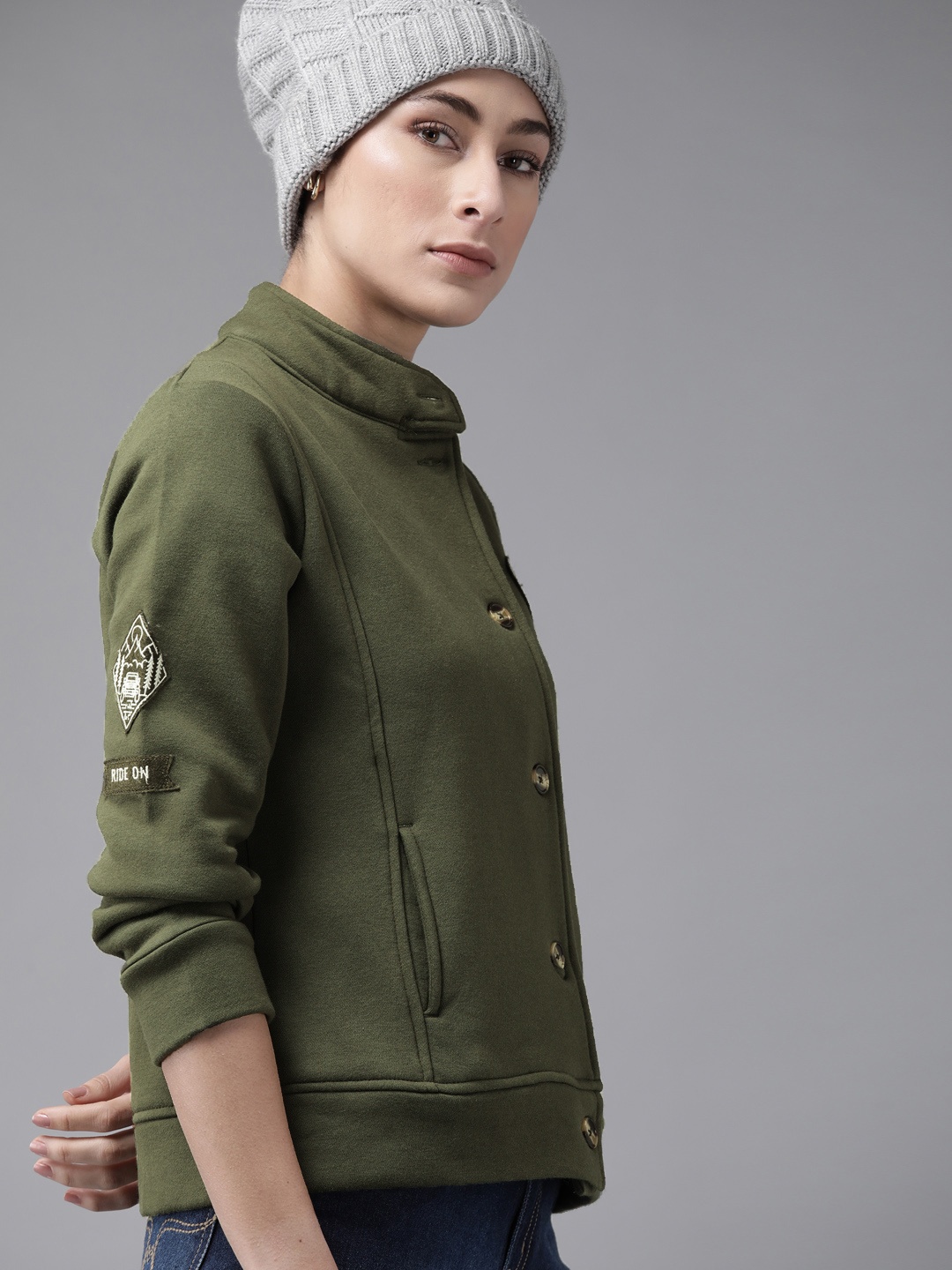 

Roadster Women Olive Green Tailored Jacket