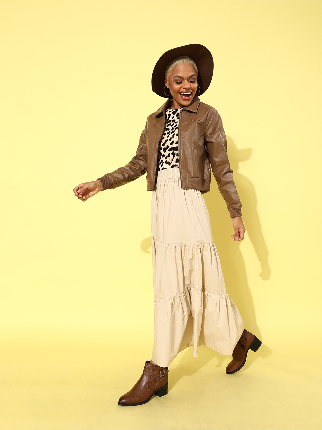 

Roadster Women Brown Solid Biker Jacket