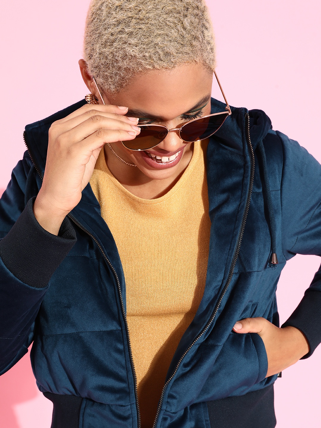 

Roadster Women Teal Solid Cropped Jacket