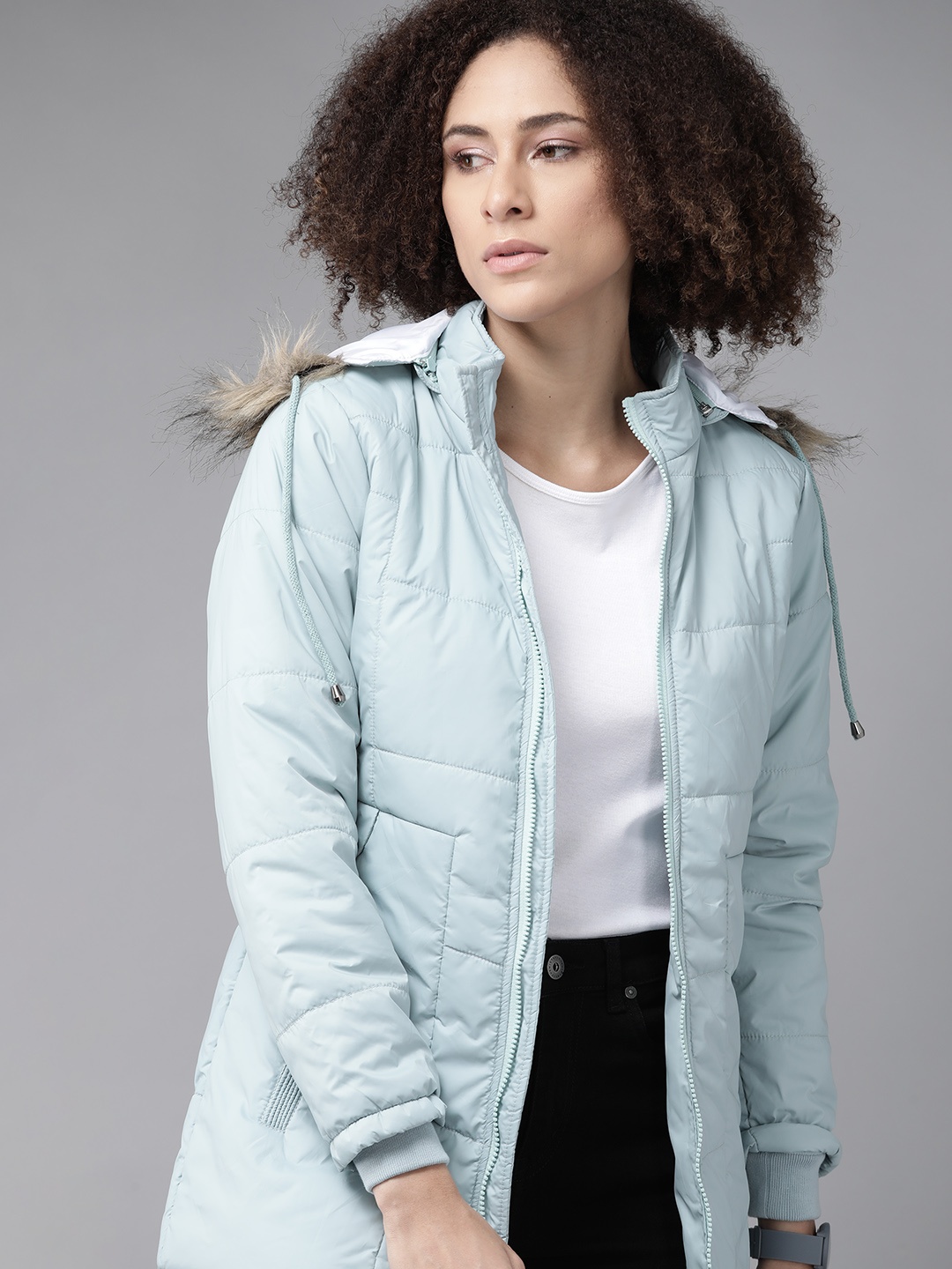 

Roadster Women Blue Solid Bomber Jacket