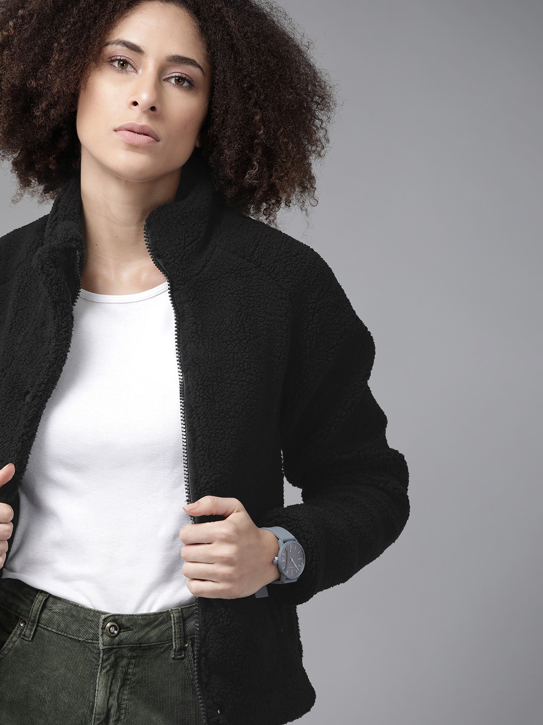 

Roadster Women Black Sherpa Jacket