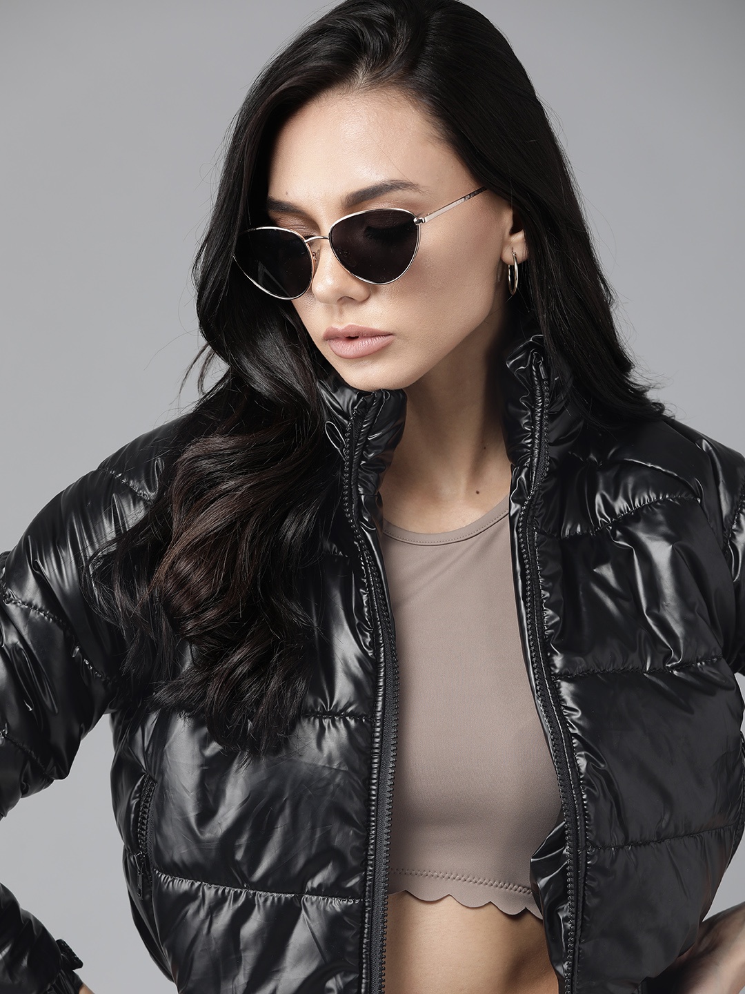 

Roadster Women Black Solid Puffer Jacket