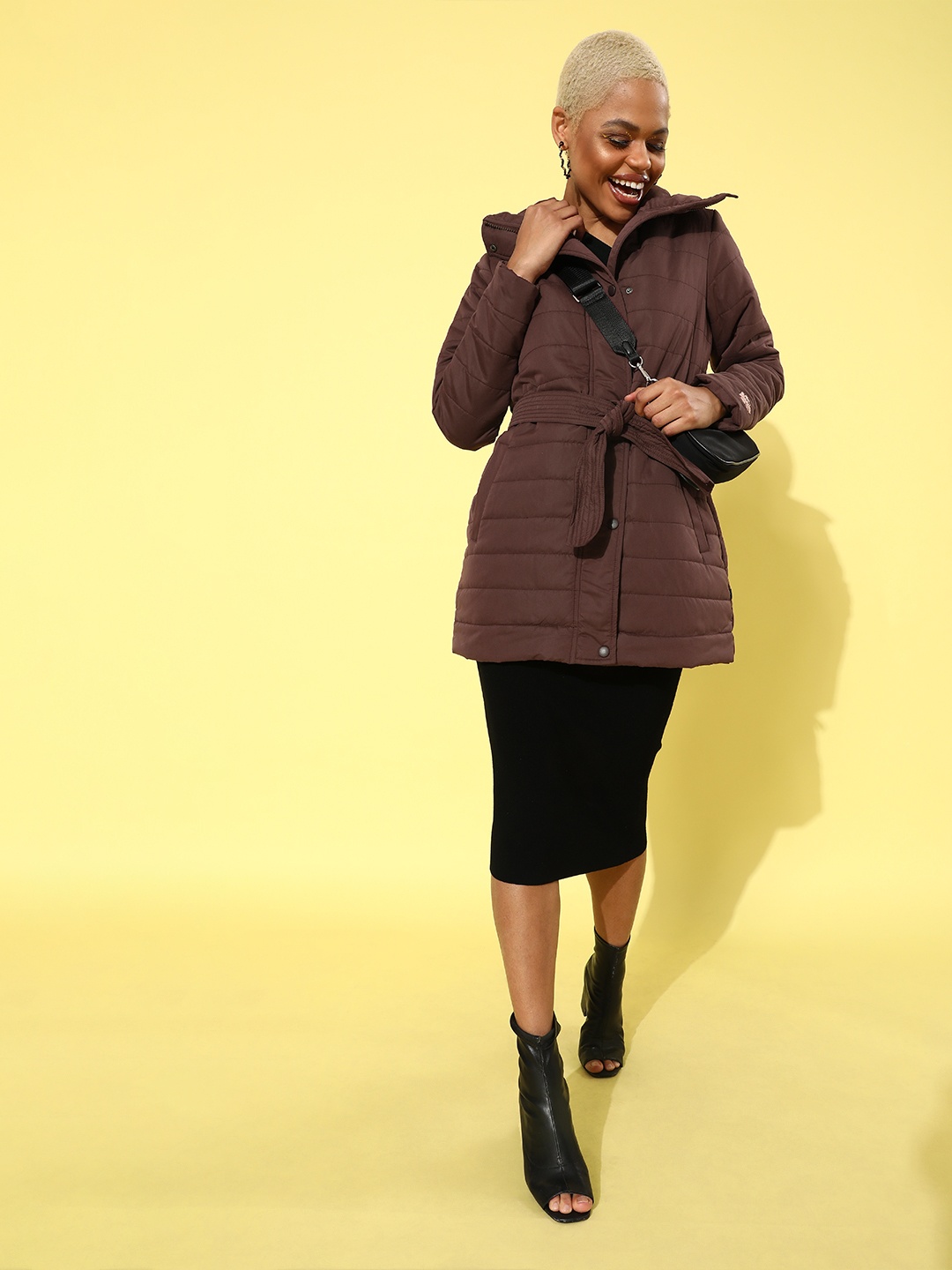 

Roadster Women Charming Maroon Solid Quilted Jacket