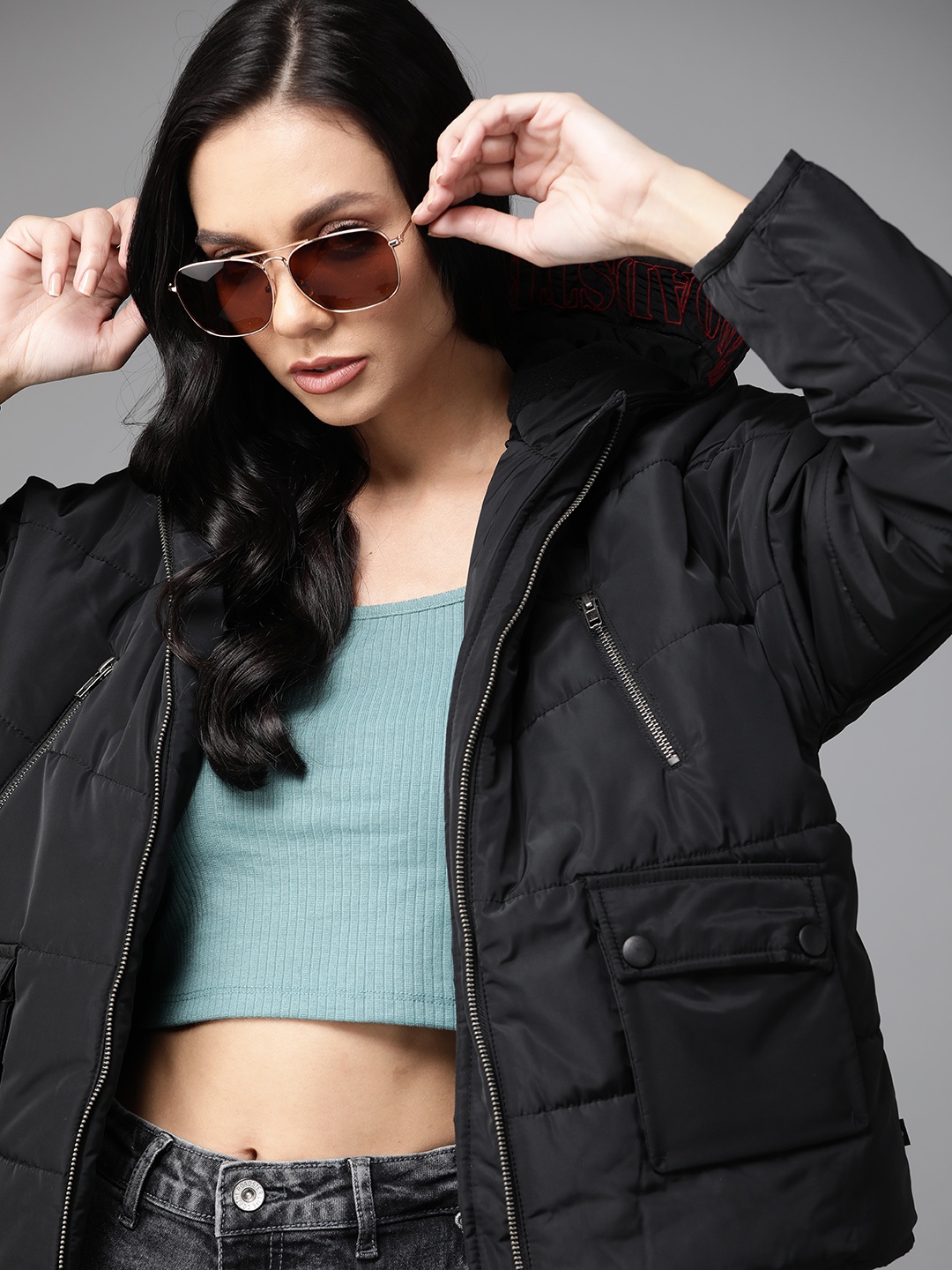 

Roadster Women Black Puffer Jacket