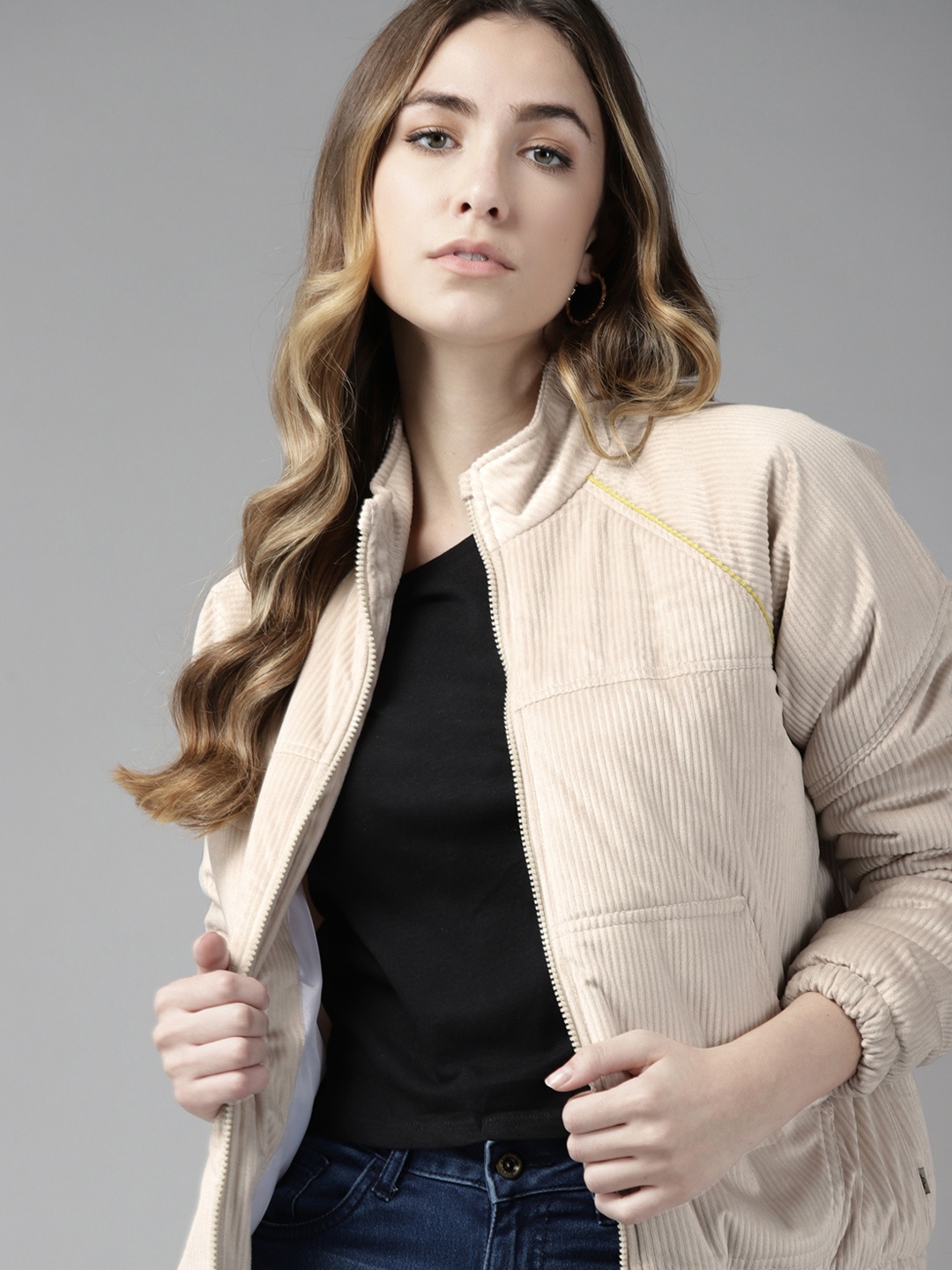 

Roadster Women Beige Tailored Corduroy Jacket